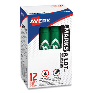 Avery® Marks A Lot Regular Desk-style Permanent Marker, Broad Chisel Tip, Green, Dozen (7885) freeshipping - TVN Wholesale